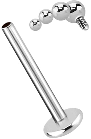 Helix Piercing Labret Stud, 1,2 mm mit Bogen aus 4 Kugeln