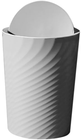 Cabilock Papelera Con Tapa Abatible Cubo De Basura De Plástico Papelera Cesta De Papel Organizador De Oficina Para Dormitorio Oficina En Casa Gris (12L)