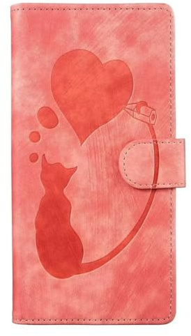 Lederhülle für Samsung Galaxy A23 Hülle, Katzen muster Flip Wallet Handyhülle PU Leder Tasche Case Standfunktion Kartenfach Schutzhülle für Samsung Galaxy A23,Orange