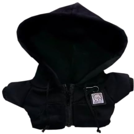 niannyyhouse 10 cm ~ 15 cm 20 cm Plüschpuppenkleidung Hoodie Cardigan Jacke weich gefülltes Plüschtier verkleiden sich (schwarz, 20 cm)