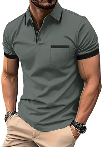 zitysport Poloshirt Herren Kurzarm mit Brusttasche Polo | Polohemd Herren Kurzarm Atmungsaktives Golf Polo Shirt Männer Sommer Shirts Sport Basic Slim Fit Tshirt
