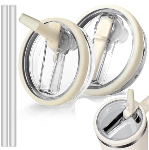 2Pcs Cup Lid Replacement With Straws For Stanley Cup 40oz, Leakproof Lid For Stanley Cups Accessories, Lids With Straw For Stan ley Tumbler, Cover For Stanly Flip Straw Tumbler