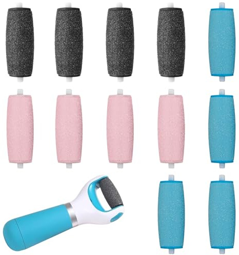 HANIUTTY Ersatzrollen Kompatibel mit Scholl Velvet Smooth, 12 Stück Hornhautentferner Nachfüll-Rollen für Elektrische Fußfeile, Rollen für Pediküre, Hornhautentferner,3 Arten von Rauheit