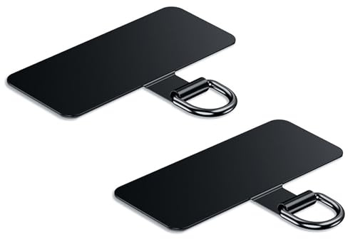 Phone Lanyard Tab, Heavy Duty Tether Tab for iPhone & Android, Metal Lanyard Patch & Strap Adapter, 44lbs Load Capacity, Universal Phone Case Insert for Strap & Charm (Black+Black)