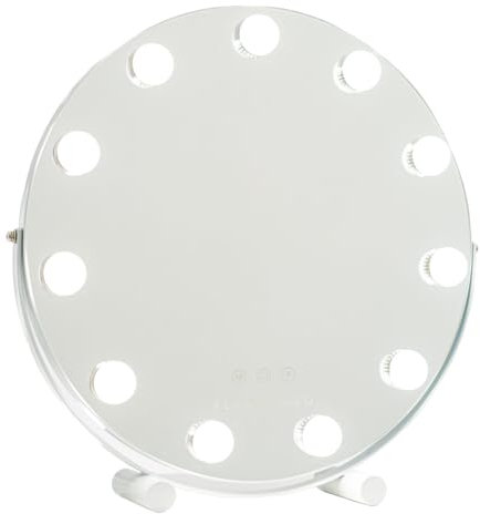 Flamingueo Espejo Maquillaje con Luz Redondo - 11 LED - 3 Modos de Luz - Intensidad Ajustable - Control Táctil - Posición Regulable - Vanity Mirror - Blanco - 42,5x10x42cm