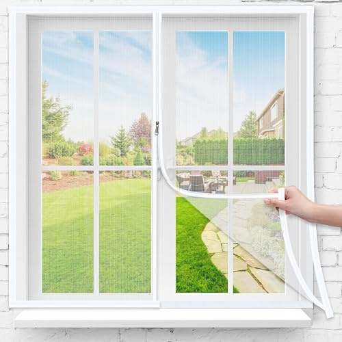 Moustiquaire de fenêtre en maille de fibre de verre avec fermeture éclair, filet de fenêtre réutilisable pour terrasse d'été pour empêcher les insectes d'entrer