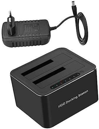 Veemoon Almacenamiento Externo USB 3.0 para HDD y SSD de 2,5 y 3,5 Pulgadas | Uasp y Clonación sin Conexión, Protección de Voltaje y Corriente, Abs Negro, Admite hasta 16 Terabytes