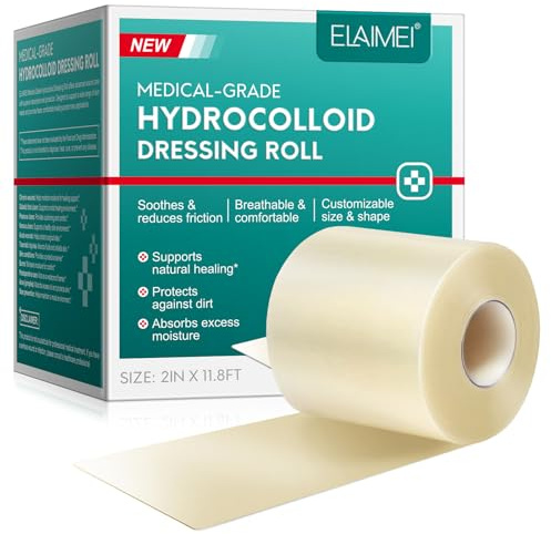 Rouleau hydrocolloïde pour pansements de plaie, rouleau de pansement hydrocolloïde pour l'acné, les ampoules, les coupures, les rayures, le soin des plaies, 5 cm x 3,6 m, extra fin, imperméable