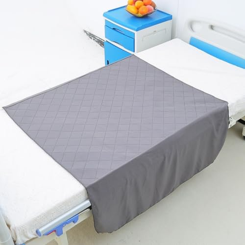 Hearda Inkontinenzunterlage Waschbar mit Flügeln, Matratzenschoner Wasserdicht, Saugfähig Gesteppt Matratzenauflage Unterlage, Inkontinenzunterlage Atmungsaktive rutschfest (Grau,90x150cm)