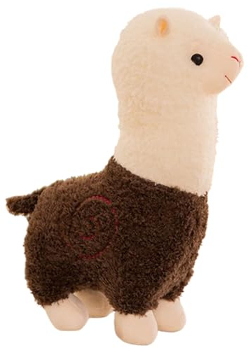 Alpaka Kuscheltier, süße Stand Alpaka Stofftier Plüschtier, Weiches Lama Kissen zum Kuscheln & Spielen, Niedlich Schaf Plüsch Spielzeug Puppe Geschenk für Kinder Erwachsene Liebhaber (38cm,Braun)