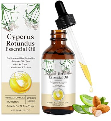 EONFAVE Cyperus Rotundus-olja Hårborttagning - Hårborttagningsolja för ansikte och kropp, Lätt hårborttagningsolja för slät hud, Daglig vård efter borttagning-60 ml