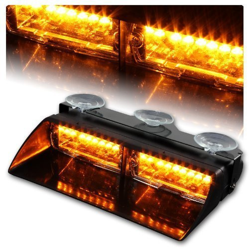Anzene Lumières stroboscopiques à 16 LED haute intensité 18 modes pour toit intérieur/tableau de bord/pare-brise avec ventouses (ambre)
