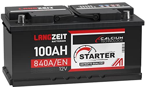 LANGZEIT STARTER Serie 12V 44Ah - 105Ah Autobatterie Starterbatterie PKW KFZ Batterie (100Ah)