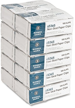 Business Source Nonskid Paper Clips, Regular, 100 Count (Pack of 10) (65365)