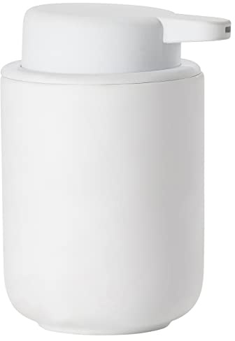Zone Denmark Ume Seifenspender für Flüssigseife, Steingut/Keramik mit Soft Touch-Beschichtung, Skandinavisch im Design, 250 ml, Höhe 12,8 cm, Weiß