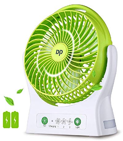 ZUKULIFE Ventilateur de table à piles - Portable - Silencieux - USB - Petit ventilateur avec batterie - Pour voyage, bureau, plein air et camping - Vert