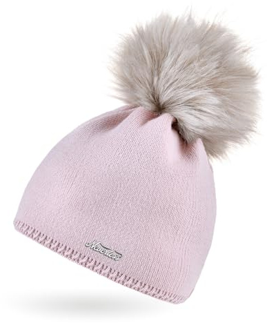 Neverless® Damen Strickmütze Strick-Beanie mit Bommel Winter-Mütze Bommelmütze Feinstrick