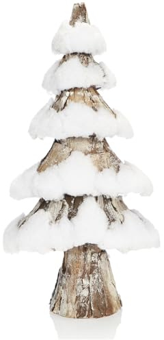 COM-FOUR® Deko-Weihnachtsbaum, dekorativer Kleiner Schmuckbaum, tolle Tischdeko, optimal für die Adventszeit, ergänzt Kränze und Girlanden (38cm mit Schnee weiß)