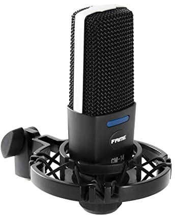 Fame Audio CM-14 Großmembran Kondensatormikrofon, Professioneller Sound, Eingebauter Poppfilter, Sendetaugliche Audioqualität, Inklusive Zubehör, Schwarz