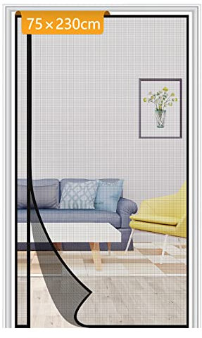 Yotache Fliegengitter Balkontür Magnet 75x230cm Fliegengitter Balkontür Seitliche Öffnung, Fliegengitter Tür Ohne Bohren für Schlafzimmer Kellertür Terrassentür, Schwarz