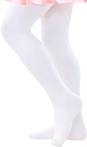 danswan Ballett-Tanzstrumpfhose mit Fuß, Ballett-Leggings, Strumpf für Mädchen, Studenten, Praxis (Kinder/Frauen/Kleinkind), 1 Paar - Weiß (Fuß), Large