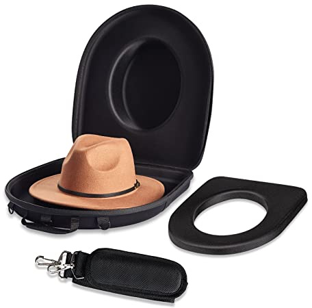 MOSLA Hat Box Travel Fedora Case Universal Size Hat Carrier Storage Case Easily Straps to Suitcase or Carried on Shoulders,Travelling Boxes Gift Idea for Men