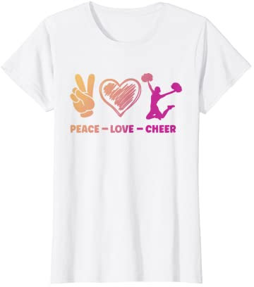 Damen Peace Love Cheer Cheerleading Cheerdance Sport Tumbling T-Shirt
