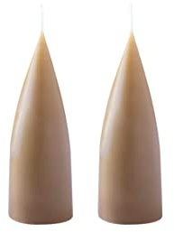 Kunstindustrien® Stumpenkerzen, Hergestellt in Dänemark, 43 Farben verfügbar, Kegel Kerze, Durchgefärbte Stumpenkerze lange Brenndauer von 15 Stunden, Kerzen Deko, 2 Stück, 6,5 x 16cm (Nougat)
