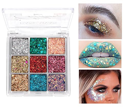 9 Farben Lidschatten, Glitter Lidschatten Palette Shimmer Ultra Pigmented, Shining Lidschatten Perlglanz-Make-up Hochpigmentierter Schimmer Matt Glitter, Make-up-Palette, langlebig, wasserdicht (03)