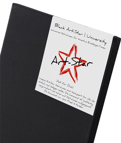Art-Star | 1x Black University KEILRAHMEN | 1 Schwarze Leinwand auf Keilrahmen | Leinwandtuch vorgrundiert, malfertige bespannte rechteckige Keilrahmen mit Leinwand zum bemalen | Format: 50x70cm