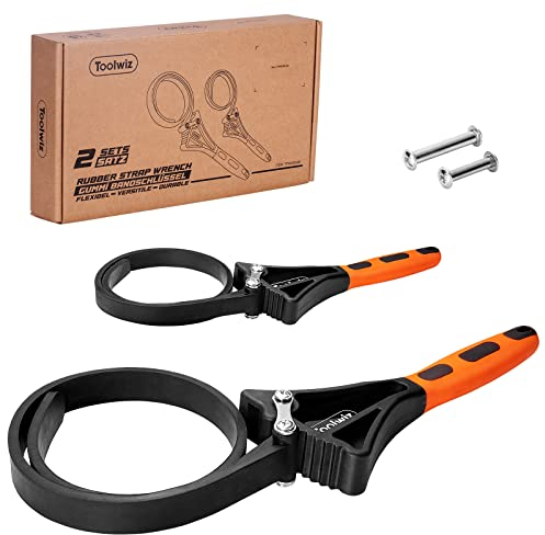 Toolwiz Chiave a Cinghia, Set di 2 Chiave Filtro Olio, chiave inglese Grande Diametro 150mm e 100mm, Chiave Universale per Aprivasetti, Tubi, Tubazioni, Soffione Doccia, Filtro Acqua