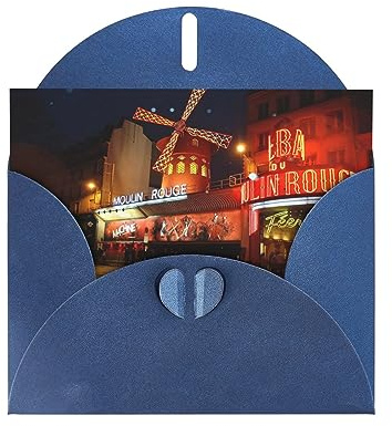 Grußkarten mit Umschlägen Moulin Rouge Druck Perlglanzpapier Urlaubskarten Lustige Geburtstagskarte 10,2 x 15,2 cm Party Einladungskarte Blanko-Karten
