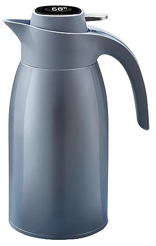 Pichet Isotherme 2L, Flacon isolé avec Couvercle d'affichage de la température Celsius, pichet à Eau Chaude à Double paroi 304 pour thé, Eau et café D,2L