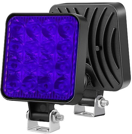 LAPooh Focos LED Luz de Trabajo Para Barra de Coche y Tractor, 48W, 12V, Lámpara Antiniebla, Todoterreno 4x4, 1 Ud. (Color: Azul)