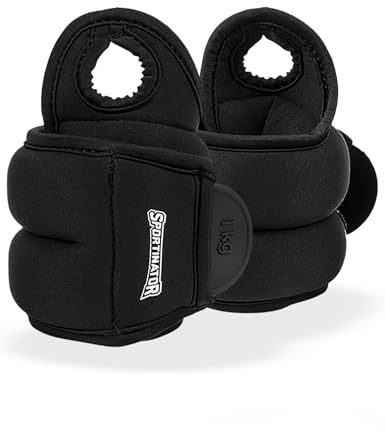 SPORTINATOR® Arm- & Bein-Gewichtsmanschetten Handgelenk-, Klettverschluss Knöchelgewichte Trainingsgewichte Set 2 Stück 2 * 0,5/1/1,5 kg Ankle Weights für Damen, Herren (2 * 0,5 kg) (2 x 1 kg)