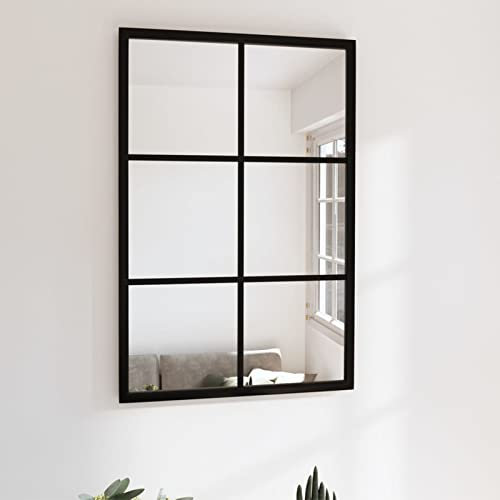 Festnight Espejo Decorativo de Pared 60x40 cm Espejo de Pared de Ventana Espejo de Ventana de Metal Espejos De Salon Espejo Recibidor Entrada Negro