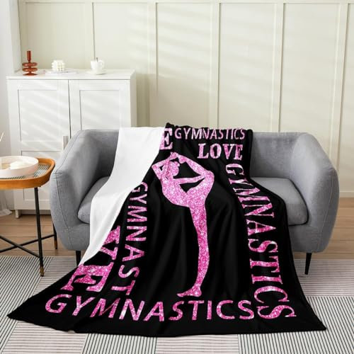 Kuscheldecke Flauschig 100x135 Gymnastik 3D Decke Sportliches Mädchen Flanell Fleecedecke Weich und Warme Wohndecken Kuscheldecken Sofa Bett Überwurfdecke Sofadecke Couch Blanket Y2808