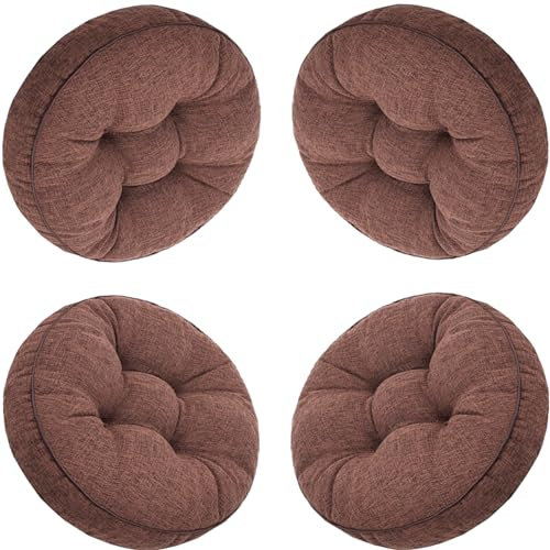 uyeoco 1/2/4 er Set Stuhlkissen 40cm/45cmx9cm Dicke Auflagen rund Sitzkissen StühleSitzauflage für Indoor und Outdoor Polsterung Steppkissen/Bodenkissen(A4,4PCS_45X45CM)