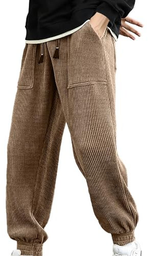 Herren Sporthose Atmungsaktiv Breitcord mit Gummizug Jogginghose Herren mit Bündchen Hosen Leicht Bequem Männer Baggy Freizeithose mit Kordelzug Lang Weit Breit Cordhose M-5XL