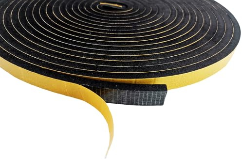Weather Stripping Door Seal Strip 1/2In x1/4 x 26ft in Strong Adhesive, Lightproof, Soundproof, Weatherproof Foam Tape for Sliding Door, Front Door Frame, Windows (Black, 1/2 in x 1/4 in x 26Ft)