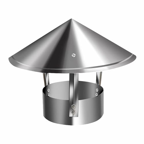 HUFIREHU Schornsteine Ablufthauben Schornsteinabdeckung Edelstahl Regenhaube Schornsteinabdeckung Regenhaube Schornstein Schornsteinabdeckung Mit Vogelschutz(130mm/5.1in)