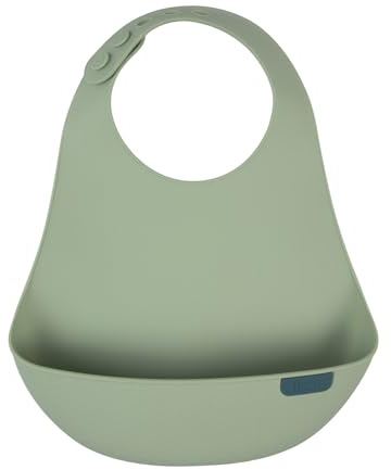 Difrax LOVI – Bavoir en Silicone – Vert Ergonomique Favorise l’autonomie à table sans salir