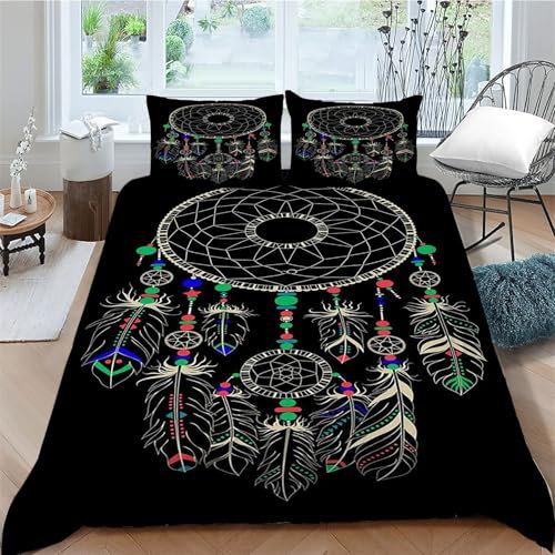 TMMDH Bettwäsche 140x200 TraumfäNger Bettwäsche Set + 2 Kissenbezug 80 x 80 cm Kissenbezug Reißverschluss,Weich Betten Set Für Jugendliche Kinder Schlafzimmer Dekor