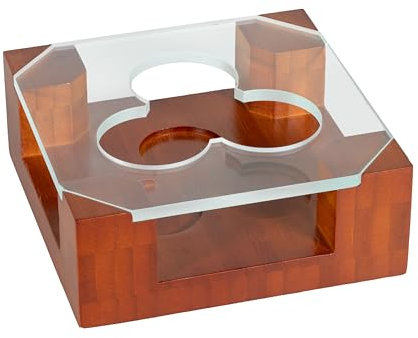 Stövchen aus Holz und Glas, Teewärmer, Rechaud für Teekanne, für 1 Teelicht, 2 Teelichter, 3 Teelichter