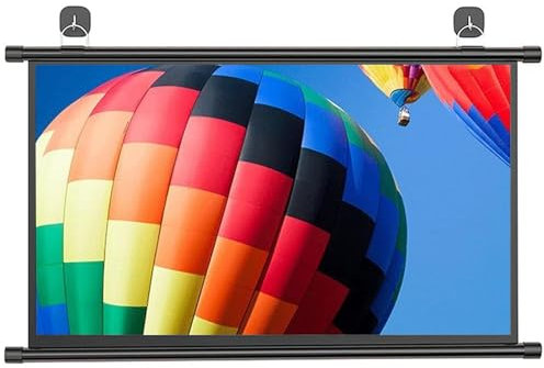 Écran De Projection Manuel, Écran Projecteur Fixation Mur for Home Cinéma Et Entreprise, Blanc Mat Ultra HD, Facile À Enrouler, Écran De Projection Home-cinéma Vidéo Projecteur Format 4:3/16:9(4:3,40