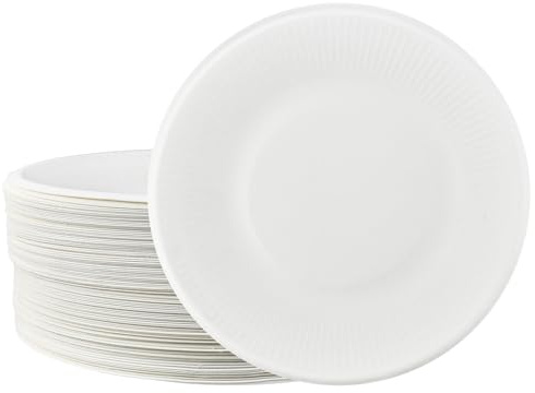 EUIEUT 100 Stück Pappteller 18cm Partyteller Rund Paper Plates Weiß Partyzubehör Einweggeschirr Partygeschirr Einwegteller Kuchenteller Papierteller Dessertteller Frühstücksteller für Feste und Feiern