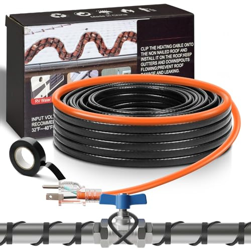45.5FT(3FT~160FT) Water Pipe Heat Cable for Pipe Freeze Protection, Pipe Heating Cable for Metal And Plastic Home Pipes, Energy-Saving Heat Trace Cable Keeps Water Flowing, 120V 5W/ft