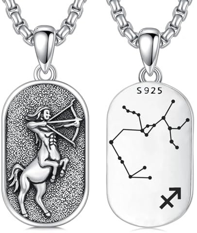 enjoylifecreative Sternzeichen Schütze Halskette für Herren Damen 925 Sterling Silber Sagittarius Sternbilder Horoskop Anhänger Kette Schmuck Geschenke für Männer Frauen