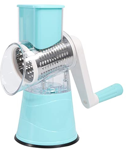 MUCKLILY Coupe-légumes à Manivelle Multifonction, Trancheuse Rotative Bleu Ciel, Plastique Solide, Pour Pommes De Terre Et Carottes, Ustensile Cuisine Pratique Pour Découpe Maison