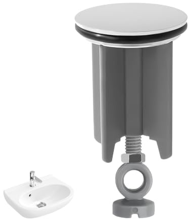 40mm Pop Up Sink Plug Replacement, Adjustable Height Sink Drain Plug 67-83mm Universal Bathroom with Chrome Plated Brass, Waterproof Rubber Sealing, Ideal for Wash Basins, Kitchen & Bathroom Sinks